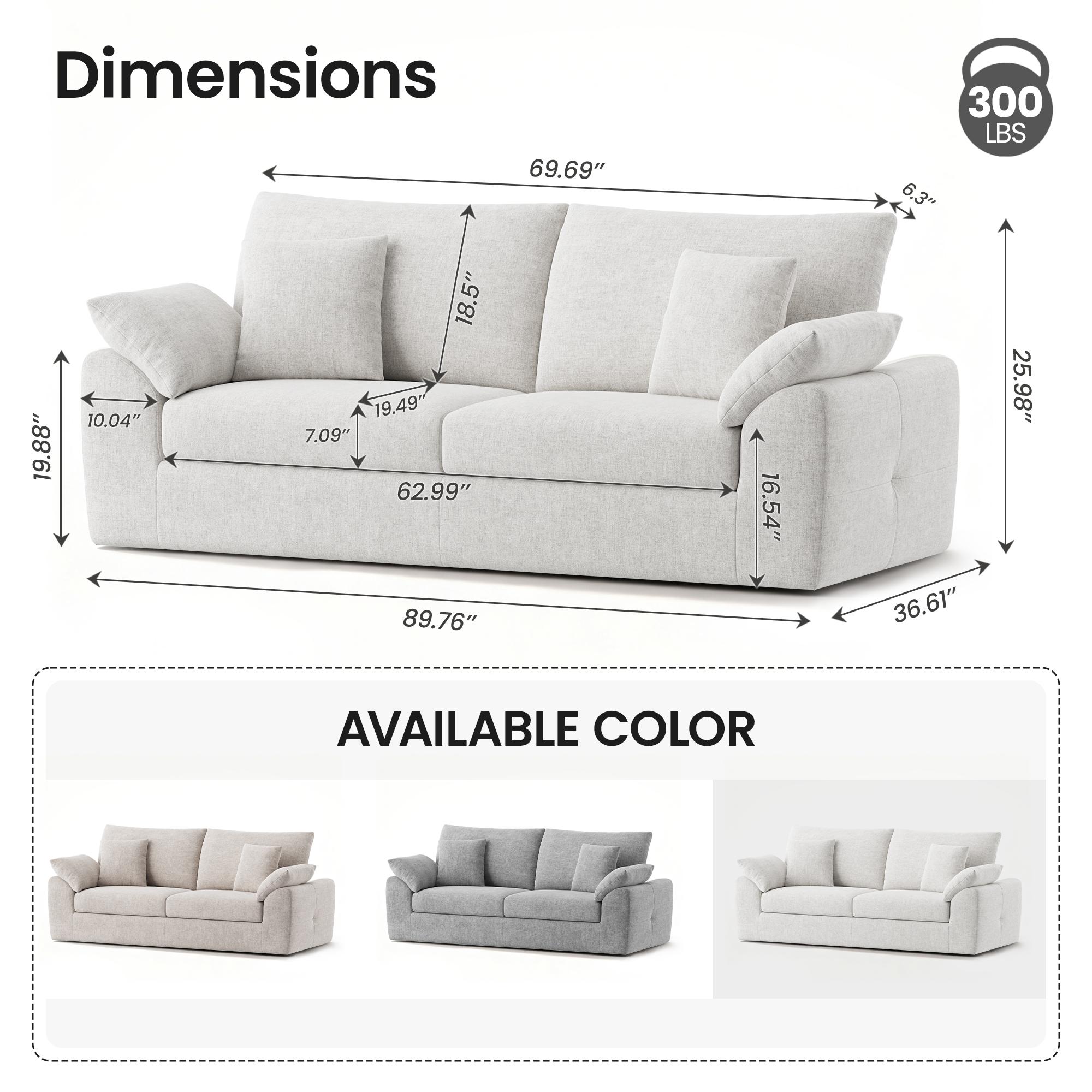 COLAMY Cloud Loveseat Sofa, Boneless Modern 2-Seater Couch with 4 Throw Pillows, Mid Century No Assembly Sofa for Small Living Room Apartment