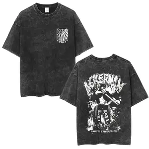 Washed Vintage Anime Attack on Titan Mikasa Ackerman Merch T-shirt Men Women Manga Cosplay Oversized T Shirt Man Cotton T-shirts2