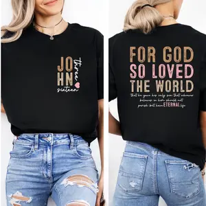 For God So Loved The World oversized Shirt, John 3:16 Bible Verse Tee, Christian Easter TShirt, Scripture Gift, Religious Faith Top,Plus size Women and Men T-shirts