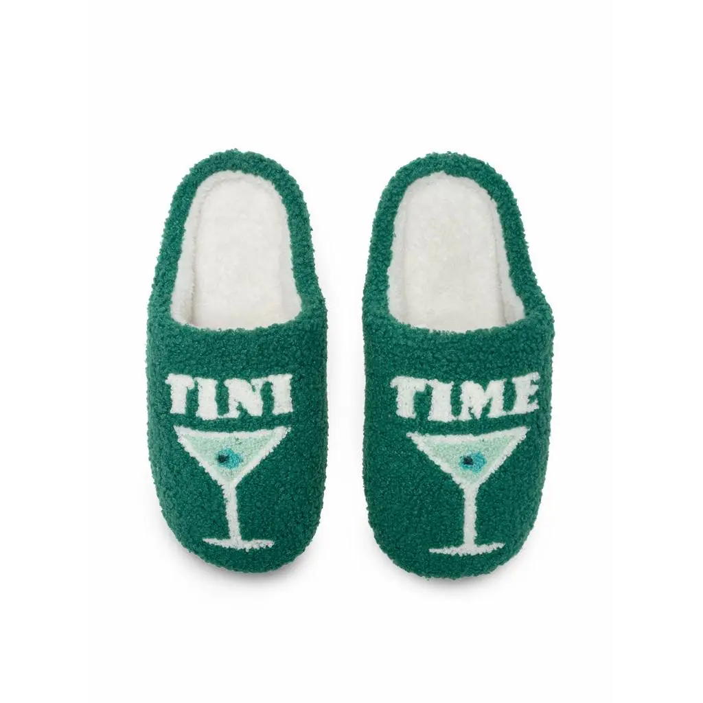 Martini Slippers | Fuzzy Non-Slip Slippers - Warm Cozy Soft Lightweight Plush Slipper – Cute Home Shoes - Easy Slip-On Design – Unisex Indoor & Outdoor Use - Footwear