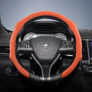 For Maserati Alcantara Leather Steering Wheel Cover Car Accessories Suede Quick-install Design All-season Anti-slip Sweat-absorbing For Ghibli/Levante/Quattroporte/Grecale/GranTurismo/GranCabrio/MC20/MCPura Black Orange Red Pink Green White