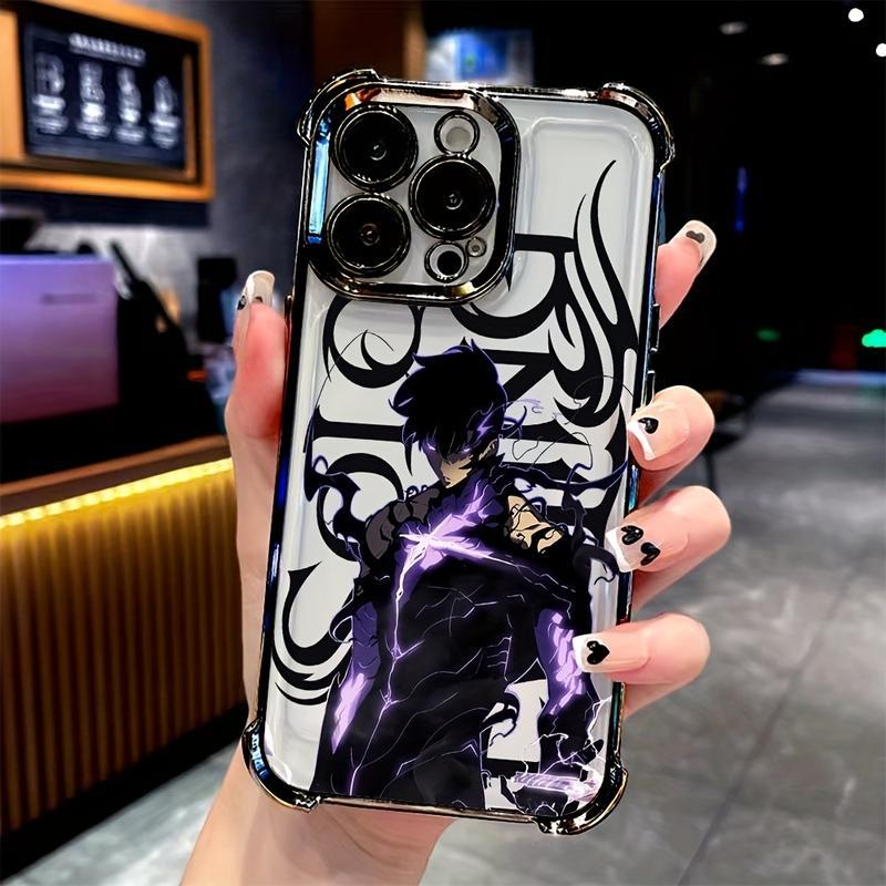 Solo Leveling Anime-Themed Protective Phone Case Compatible with iPhone 17/16/15/14/13/12/11 Pro Max/Plus, Featuring a Transparent Soft Back Design to Prevent Damage.