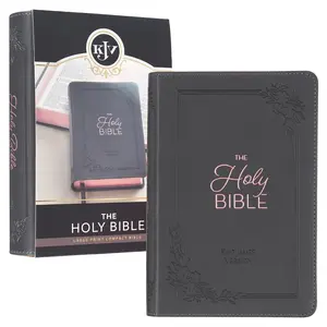KJV Holy Bible, Compact Large Print Faux Leather Red Letter Edition Ribbon Marker, King James Version, Cobalt Gray (KJV Large Print Compact Bible) Imitation Leather – Large Print, July 1, 2023