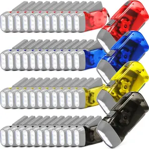 48 count Hand Crank Flashlight No  Required Cranked Flashlight Manual Press Flash Light Squeeze Light for Camping Hiking Power Outage  (Red Blue Yellow Gray)