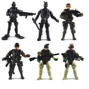 6 Pcs Special Force Army SWAT Soldiers Action Figures W/ Weapons & Accessories 1:18 Mlitary Soldier Model