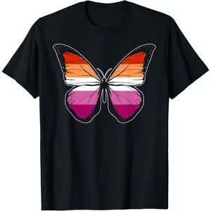 100% Cotton Unisex Lesbian Pride Butterfly Elegant and Colorful Symbol T-Shirt