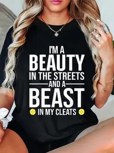 100% Cotton Funny Softball Design For Women Girls Softball Team Player T-Shirt