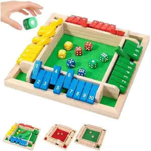 Box Game, Wooden Dice Game for 4 Players, Board Dice Game, Exercises the Sensitivity of Children's and Elderly People's Brain Thinking, Increases the Fun of Daily Gatherings, Ideal for Family Gatherings/Gift-Giving