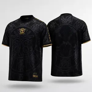Custom Mexico Heritage Black Gold Soccer Jersey, Personalized Name Number 3D Print Shirt, Unisex Game Day Top