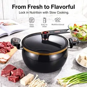 Large capacity soup pot with twist lock handle, suitable for fast cooking, 8.45QT multi-function non-stick pan, gas stove, open flame and induction cooker, universal saucepan for homes, restaurants, Nonstick Aluminium