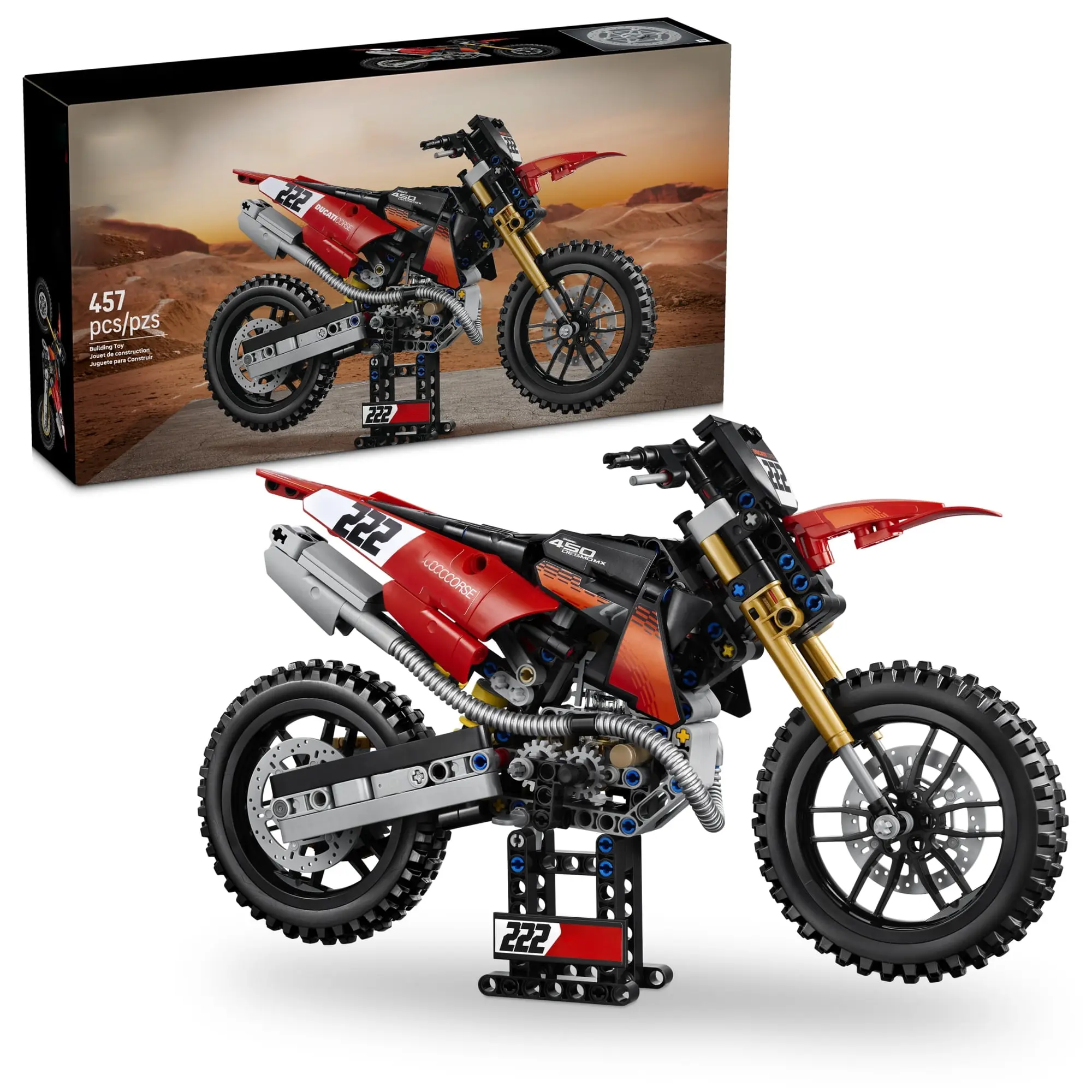 Desmo450 MX Factory Motorcycle Building Set for Adults, Ages 18+ - Detailed Motorcycle Model Display Kit, Bedroom, Office & Shelf Decor - Collectible Gift for Motorcycle Fans