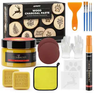 Wood Burn Paste Pen Kit 4OZ Wood Charcoal Paste Easily Create Beautiful Wood Engravings in Minutes Perfect for Beginners Precisely and effortlessly Etch Designs onto Wood Canvas and Denim