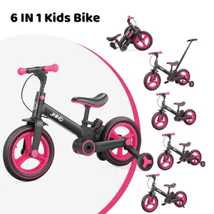 【ChristmasGifts】JMMD Multi-Functional 6-in-1 Toddler Bike for 18-60M Baby Balance Bike with Training Wheels, Pedals & Push Handle | Ride-On Toy with Brakes & Kickstand | First Birthday Gift for Baby Boys & Girls