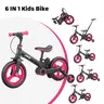 JMMD 6-in-1 Multifunction Convertible Children's Bicycle - Durable Toddler Kids Toy for 18-60 Months Boys & Girls, Adjustable Seat, Push Handle, Pedals, Training Wheels, Brakes, Kickstand, Steel Frame, All-Terrain Rubber Wheels, Outdoor Riding Gift