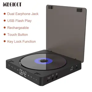 MEGICOT 1800mAh Rechargeable Portable CD Player with Dual Earphone Jack USB Audio Port Touch Button LED Display, Personal MP3 CD Player for Listening Music Prenatal Education Children Study
