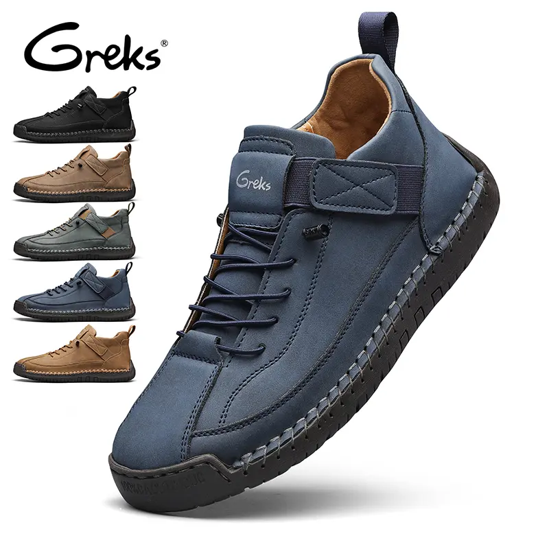 GREKS Men's Casual Ankle Boots Mid Top Walking Driving Shoes Fall Boots Black Boots Fathersdaygift Lightweight Footwear Boy