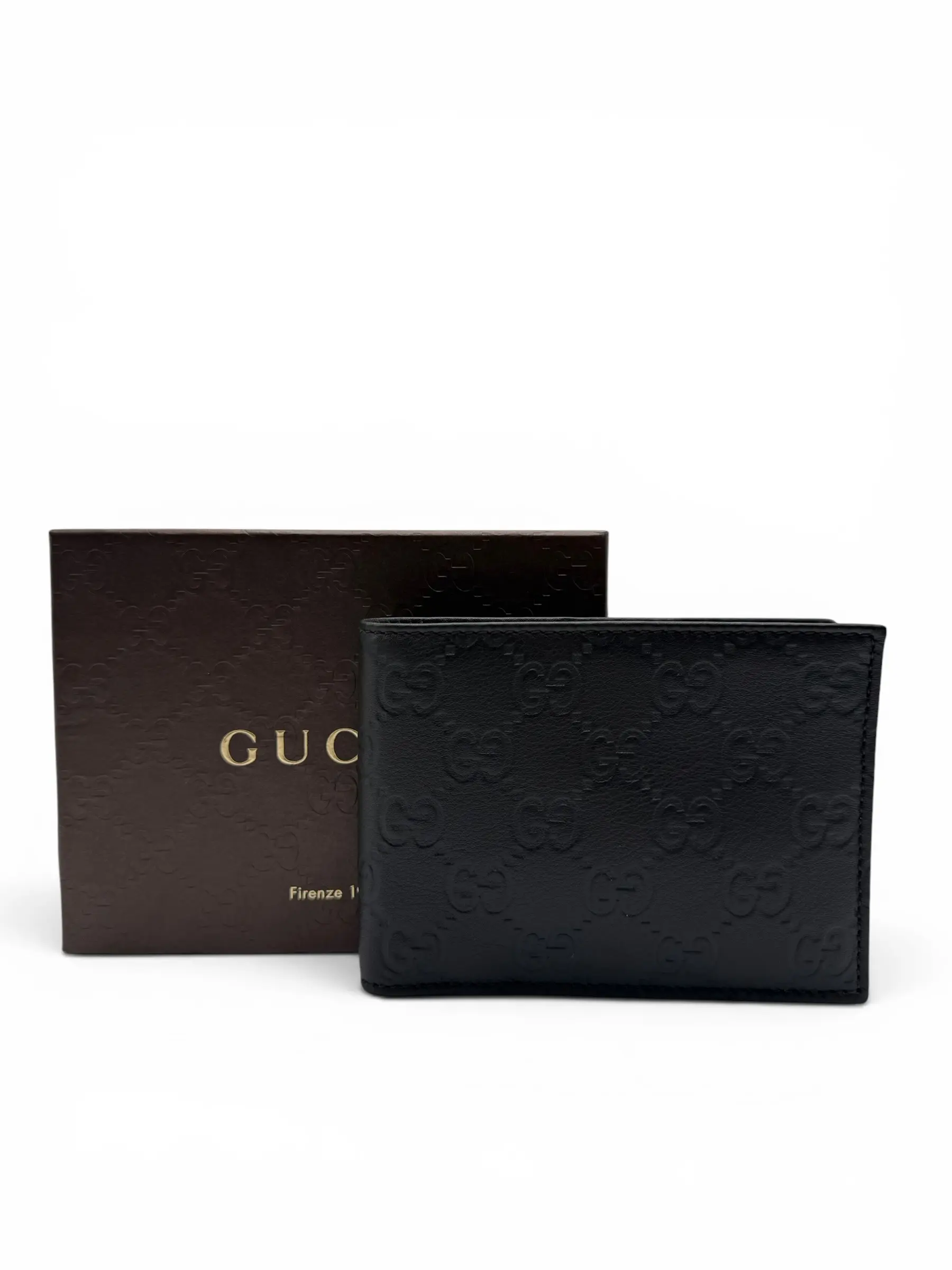 Pre-owned GUCCI Guccissima Leather Small Leather Goods BLACK BI FOLD WALLET