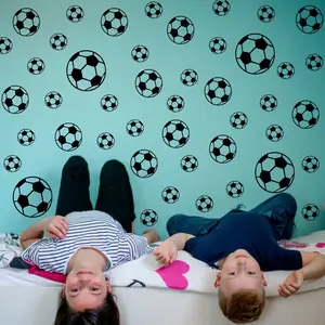 43pcs Football Wall Stickers, Self-Adhesive PVC Removable Decorative Decals, Durable Vinyl Peel & Stick Sports Theme Decor Ornaments for Living Room and Bedroom