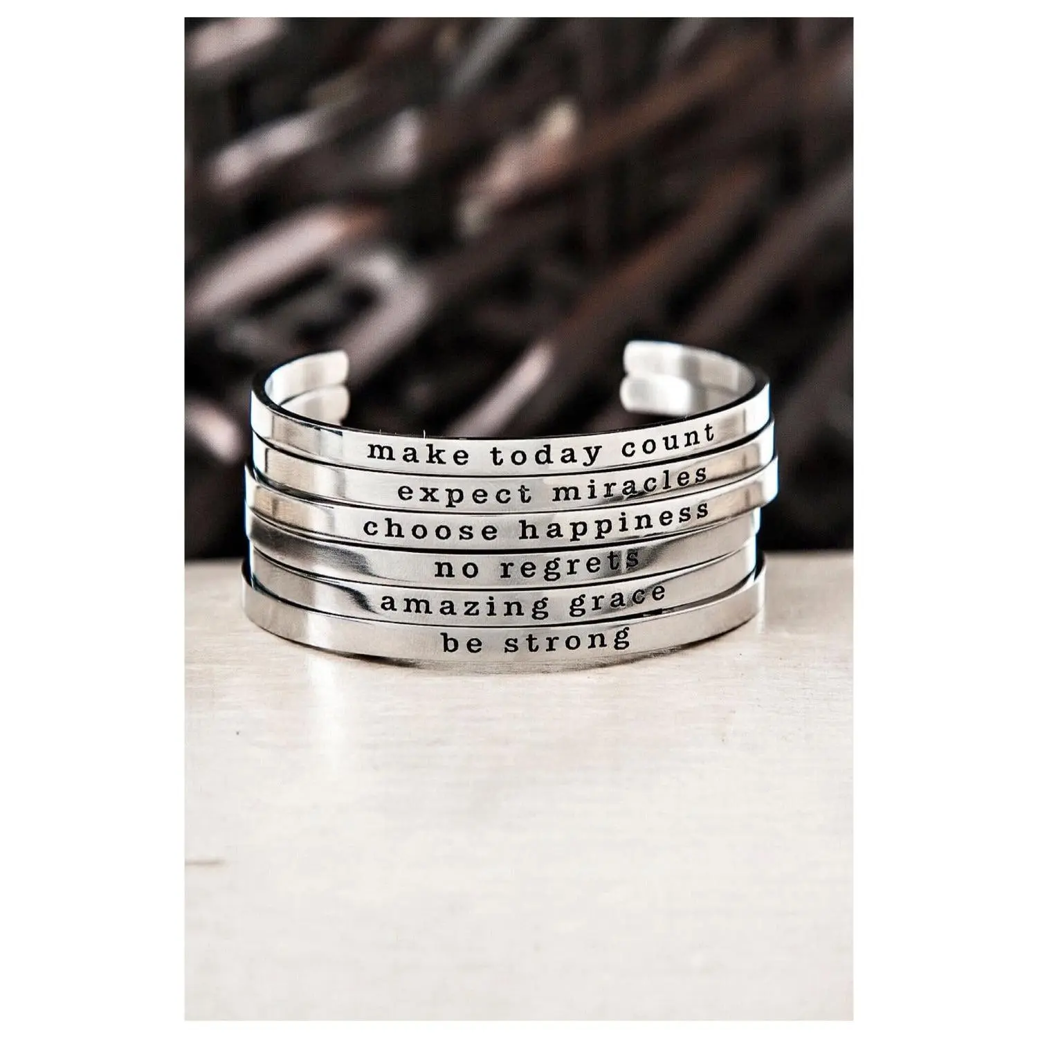 Skinny Stackable Inspirational Bracelet Cuffs - Final Sale