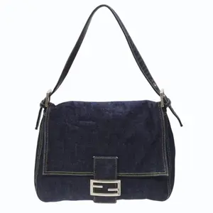 Pre-owned FENDI Denim Shoulder Bags Mama Baguette Baguette Shape Everyday Carry Versatile Stylish Functional Accessory for Women