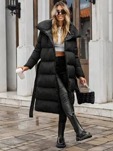 Long Thick Coat for Curvy Women, Autumn Winter Warm Long Cotton Jacket 9809, Stylish and Comfortable Outerwear for Ladies