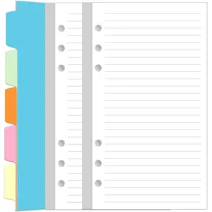 (2-Pack) A6 Lined Paper Refills for Filofax Personal Binder Planner - 160 Sheets/320 Pages Paper with 5 Colorful Binder Dividers, 3.75" x 6.75"