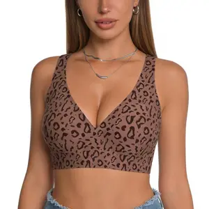 1/2/3/4PCS Leopard Print Jelly Bra Wireless No Underwire Everyday Comfort Push UpSeamless T-Shirt Bra with Minimizer & AdjustableStraps Fit Minimalist Fabric Womenswear Soft FitSmooth Yarn Basic Lady Underwear S-3XL