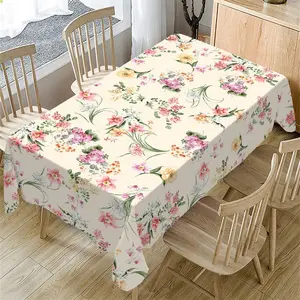 Rectangular Tablecloth Spring Summer Floral Pattern, Indoor Outdoor Use, Home Kitchen Living Room Decor, Party Wedding Garden Decoration