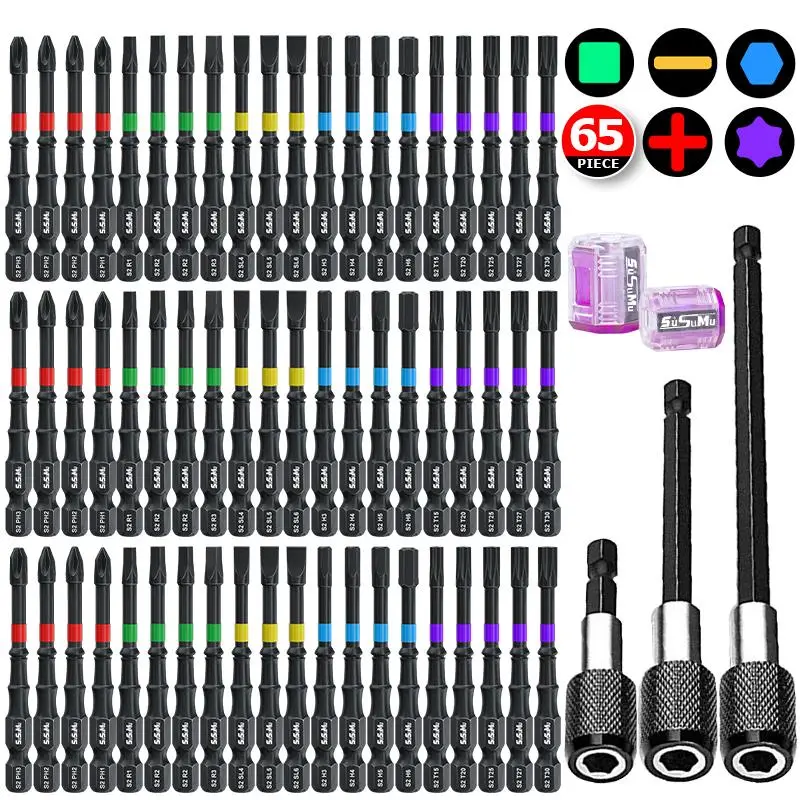 Impact Drill Bit Set, 1/4 Inch Hex Shank Screwdriver Bit Set, Cross & Square & Hexagon Shank Screwdriver Bit Set, Power Tool Accessories