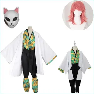 Demon Slayer Sabito Anime Cosplay Costume Kimetsu No Yaiba Sabito for Men Women wigs Halloween Party Role Play Props # 1 # W.