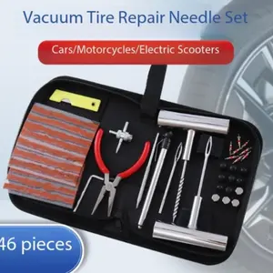Emergency Tire Repair Kit, 46-Piece Car Wheel Replacement Tools Set, Portable Handheld Design for Auto & Motorcycle Maintenance