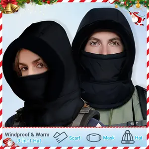 BlackFriday Ultimate Winter Conqueror 3-in-1 Thermal Plush Balaclava Windproof Waterproof Adjustable Fit for Men Women Navy Blue