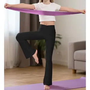 Girls Flare Leggings High Waist Cross Bell Bottoms for Girls Yoga Dance Pants with Pockets Size 7-14 Years