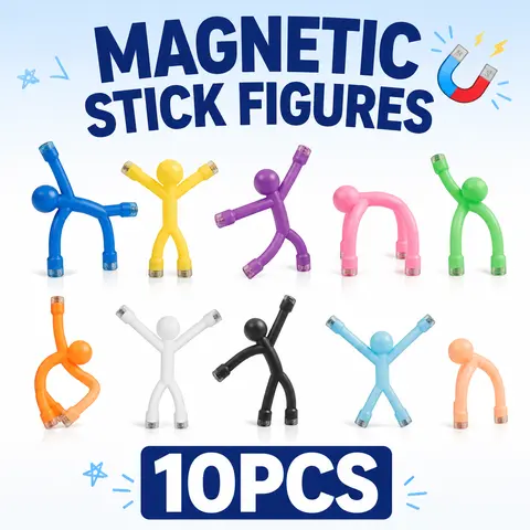 10-Pack Kids' Magnetic Figures - Magnetic Building Set, 1-Piece Molded Safe Silicone Bendy Toys with Strong Magnets, Portable Car Sensory Fidget Toys, 3+ Birthday Gifts, Neurodivergent Lifestyle Solutions, Neurodivergent Kids