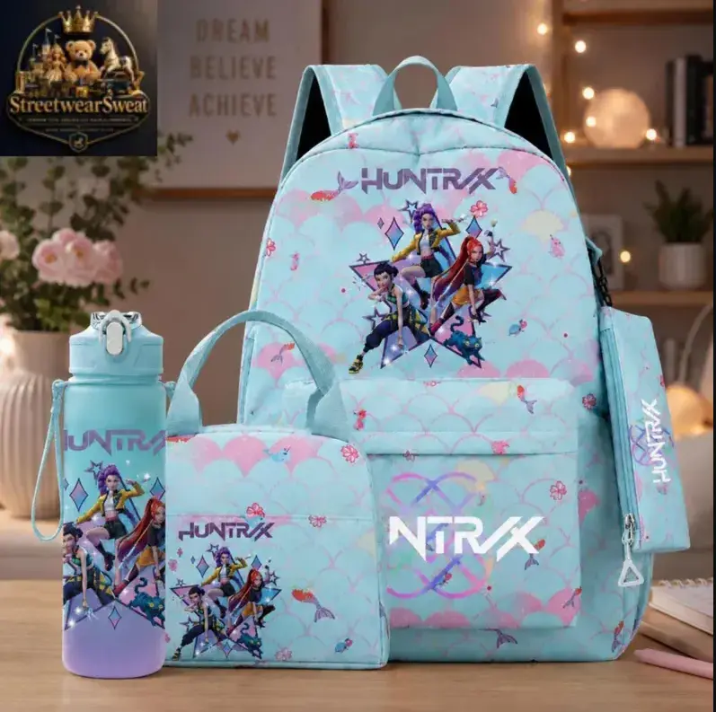 Anime Idol Kpop Demon Hunters HUNTR/X 4-in-1 Daypack Bundle Insulated Water Bottle Set
