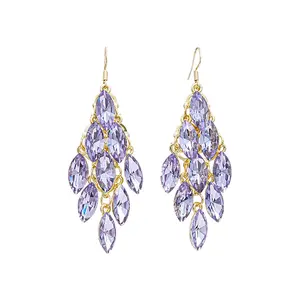 Viral Trend New Arrival Must-Have Women's Hook Earrings, Leaf & Teardrop Hollow Out Tassel Earrings with Rhinestone Inlaid, Light Luxury Elegant Style, Versatile for Daily Wear, Party, Dating & Gifting