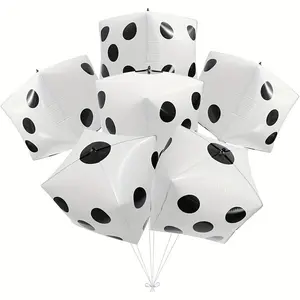 6 Packs Dice Balloons, 4D Square Cube Foil Balloons, Tail Party Decor for Birthdays, Festivals & All Celebrations