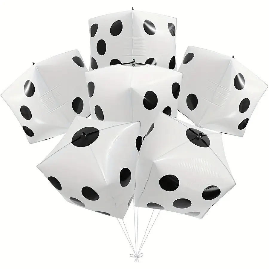 6 Packs Dice Balloons, 4D Square Cube Foil Balloons, Tail Party Decor for Birthdays, Festivals & All Celebrations