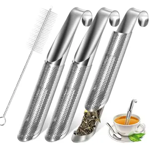 3 Pcs Tea Infuser and 1 Cleaning Brush, Tea Diffuser Pen with Hook for Loose Tea Leaf, Coffee, Spices and Seasonings