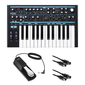 Novation Bass Station II Monophonic Analog Synthesizer with Sustain Pedal (Piano-Style) & 10' MIDI Cable Bundle