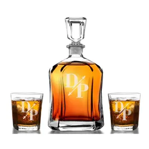 Whiskey Bourbon Glasses Personalized Monogrammed Set Rock Glass Decanter Gifts for Him Best Man Groomsmen Proposal Gift Father in Law Idea