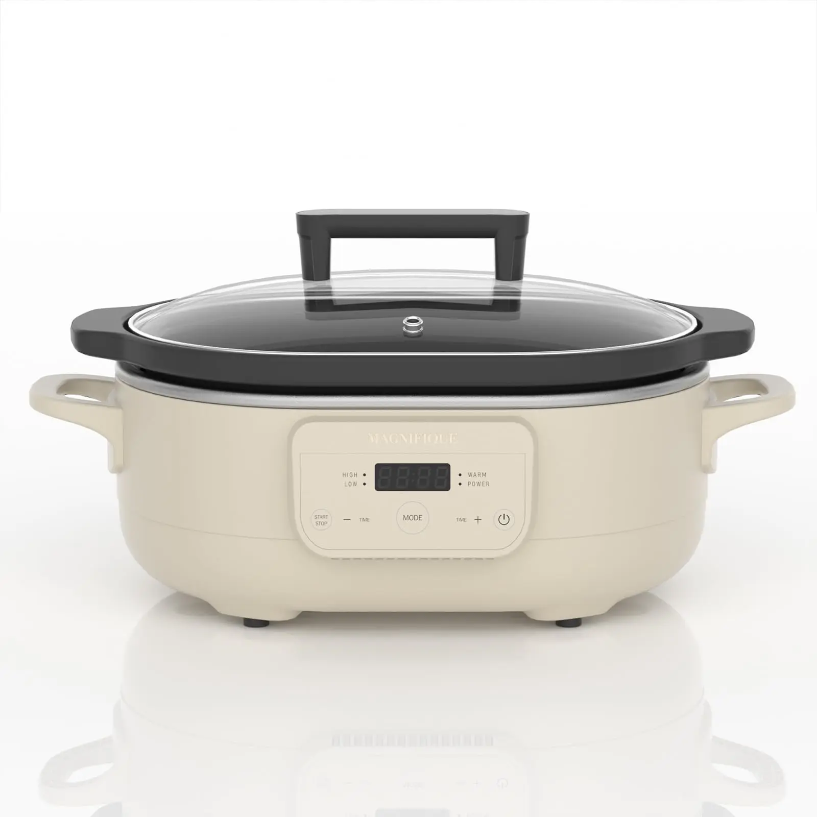 MAGNIFIQUE 6-Qt Programmable Slow Cooker - Multifunction Cooking System with Removable Non-Stick Pot, Eco-Friendly Non-Toxic Digital Rice Cooker for Small Kitchens