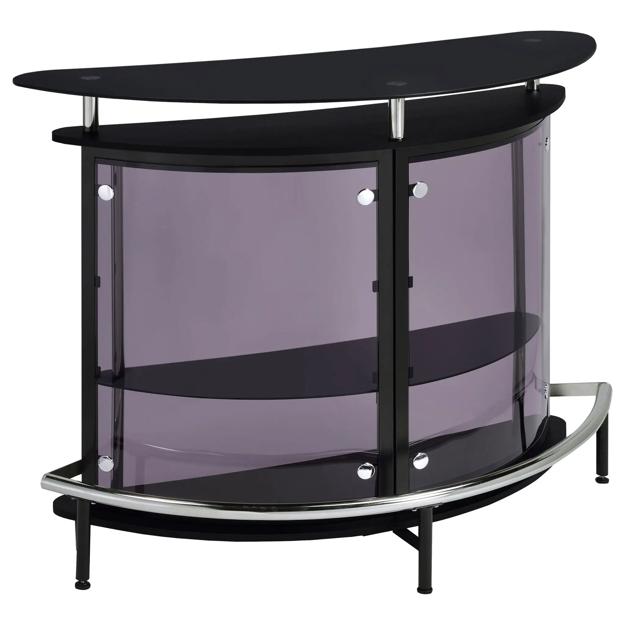 Strick & Bolton - Freestanding Glass Top Home Bar Wine Cabinet With Panels - Black
