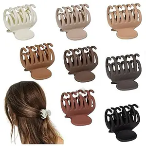 8PCS Claw Clips for Thin Hair Women, 1.6' Small Matte Medium Hair Claw Clips, Strong Hold Double Row Teeth Hair Clips, Cute Jaw Clamps (Warm Color)