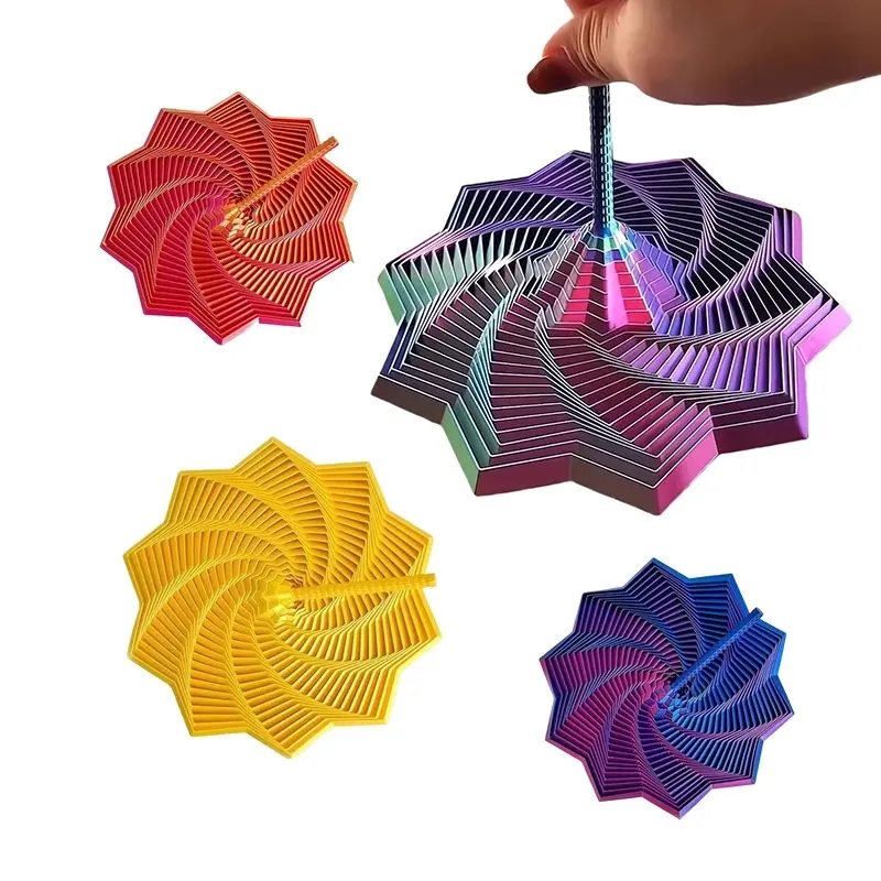 3D printed sensory-enhancing clown star model, visual illusion hexagon rotating spiral ornament, geometric design rotating screw, creative visual toy, Stress Relief Model, desktop decoration, New Year and birthday office gift
