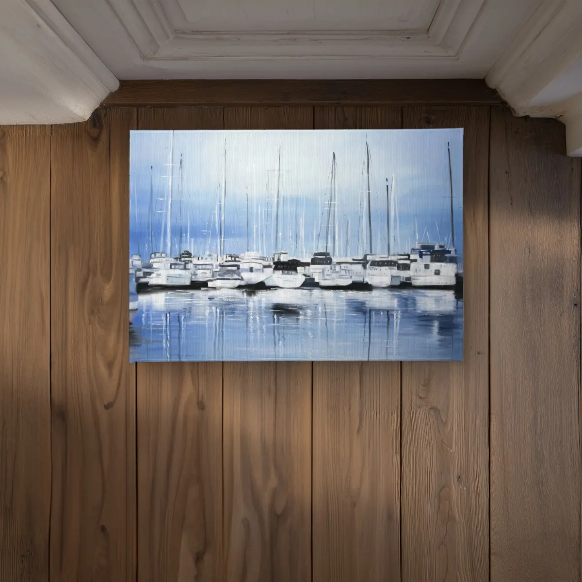 360 stand CODM1724YE3MVS 17x24 in. Polyester Loop Indoor-Outdoor Door Mat, Nautical Boats at the Dock Blue Design, Coastal Look, All-Weather Doormats, Beach Motif Doormats, Door Entrance Rug, Printed Doormat