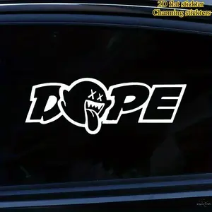 2PCS/SET Car Sticker Dark Trendy DOPE Decal with Funny Ghost Element for Car Body/Window Distinctive Decoration Sticker for Cars Eye-Catching Personalized Car Exterior Identification Sticker