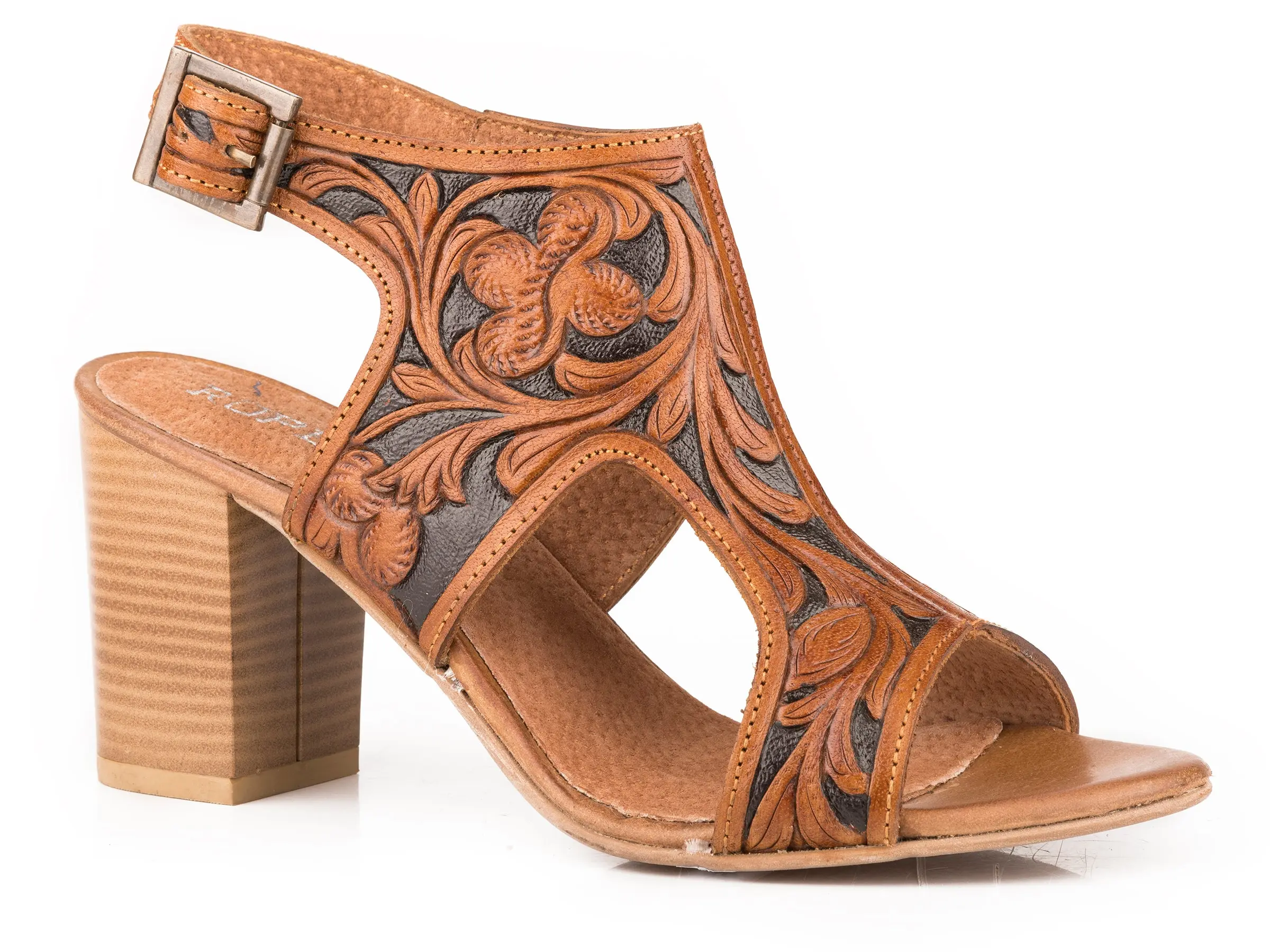 TAN FLORAL TOOLED LEATHER TAN FLORAL TOOLED LEATHER