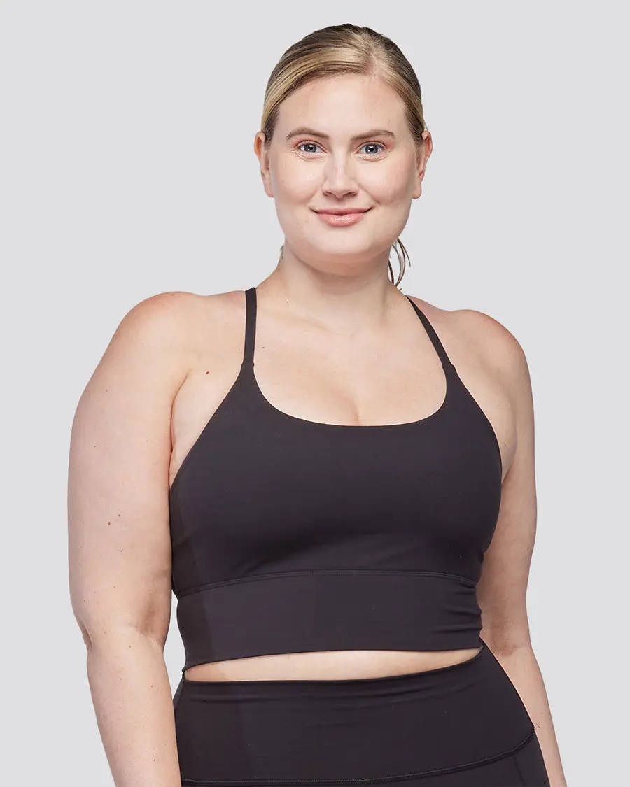 Women's Buttery-Soft Sports Bra, Moisture-Wicking Cross Back Crop Top with Scoop Neck and Removable Pads for Yoga & Gym