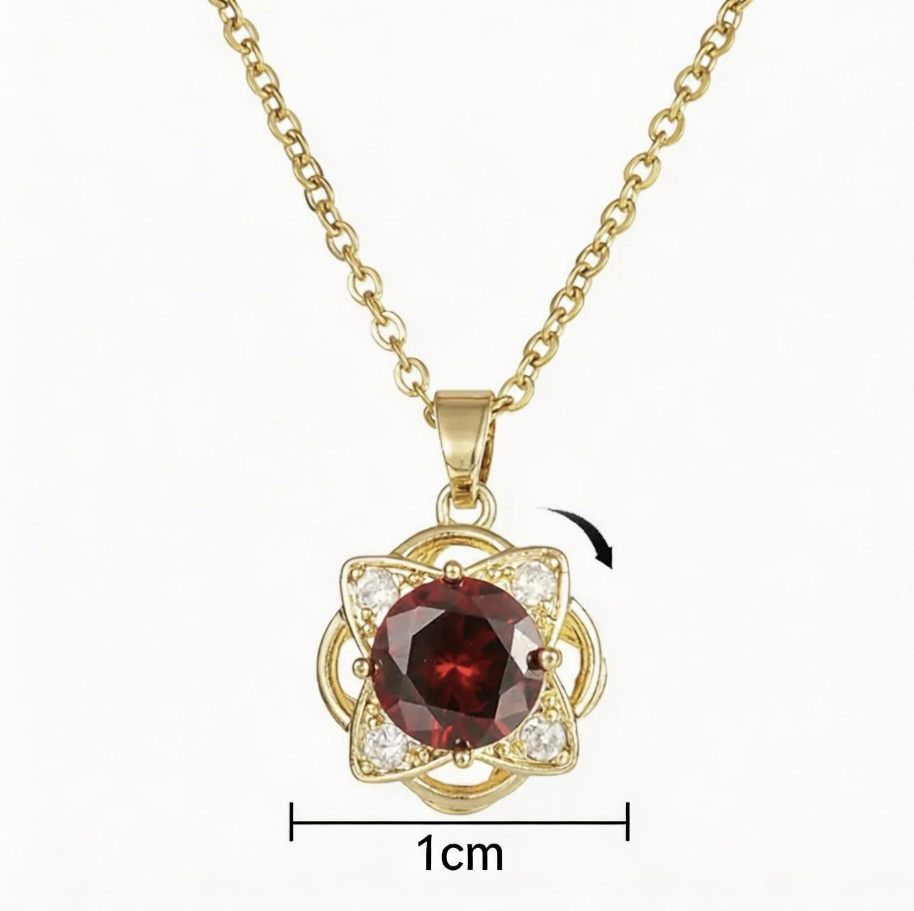 Lucky Four-Leaf Clover Rotating Necklace for Women — Red Zircon Flower Clavicle Chain, Stress-Relief Rotatable Pendant, Unique Design,couples freak gifts,sierra gates necklace,necklace stack,eve valentines day gift,taonga gift necklace